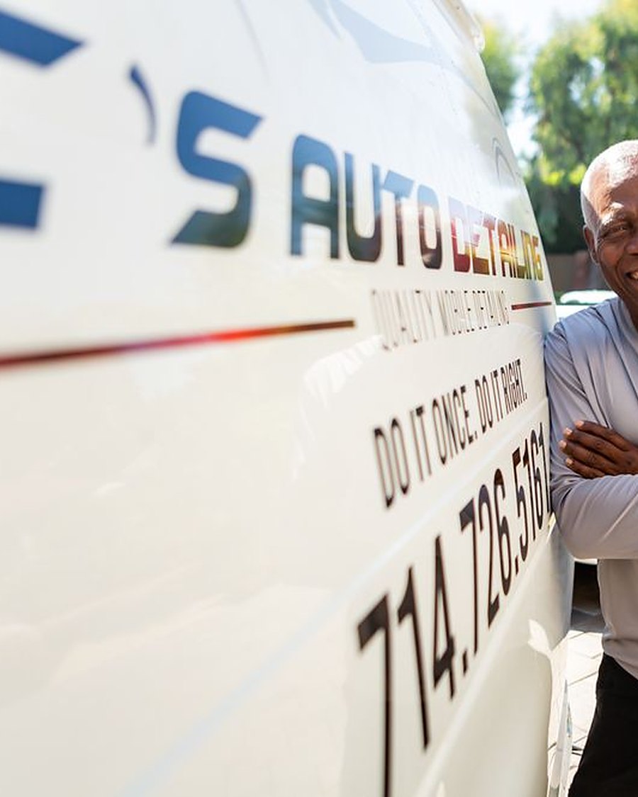 George Carloss beside his GC's Auto Detailing van